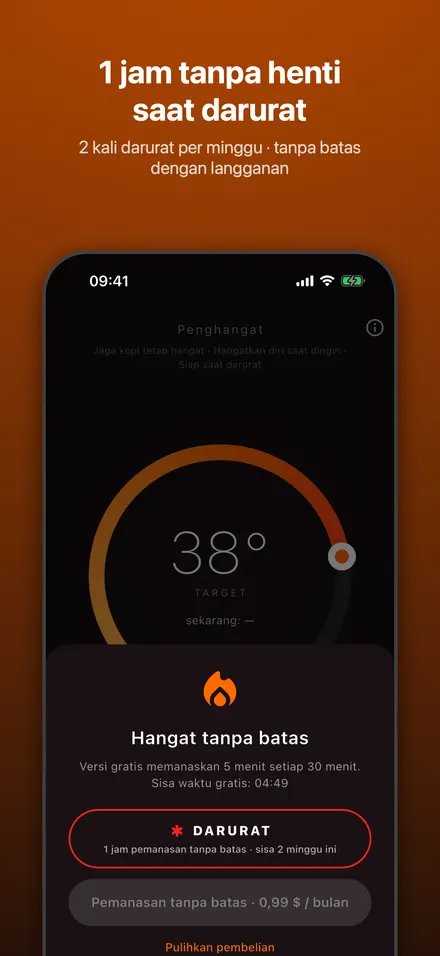 1 jam tanpa henti saat darurat